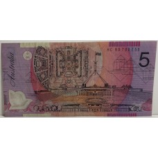 AUSTRALIA 1995 . FIVE 5 DOLLARS BANKNOTE . EVANS/FRASER . FIRST PREFIX HC